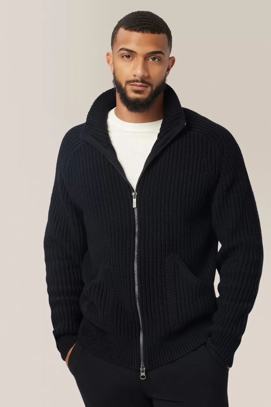 Men Good Man Brand Jackets | Chunky Knit Zip Up Sweater | Organic Cotton