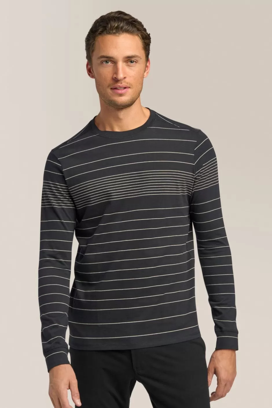 Men Good Man Brand Tees | Long Sleeve Crewneck Tee | Striped Cotton