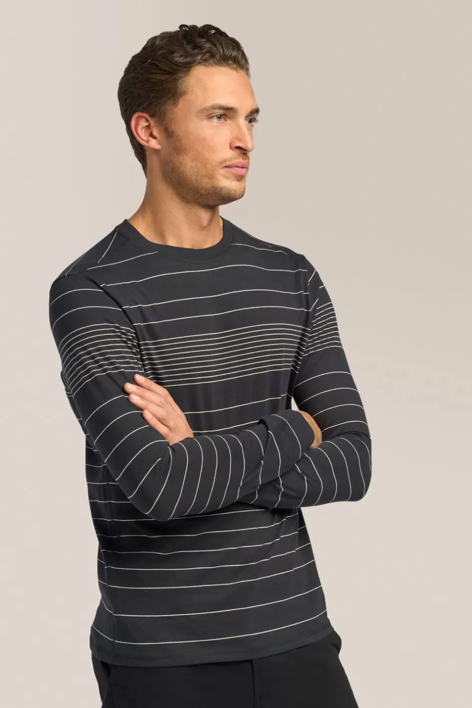 Men Good Man Brand Tees | Long Sleeve Crewneck Tee | Striped Cotton