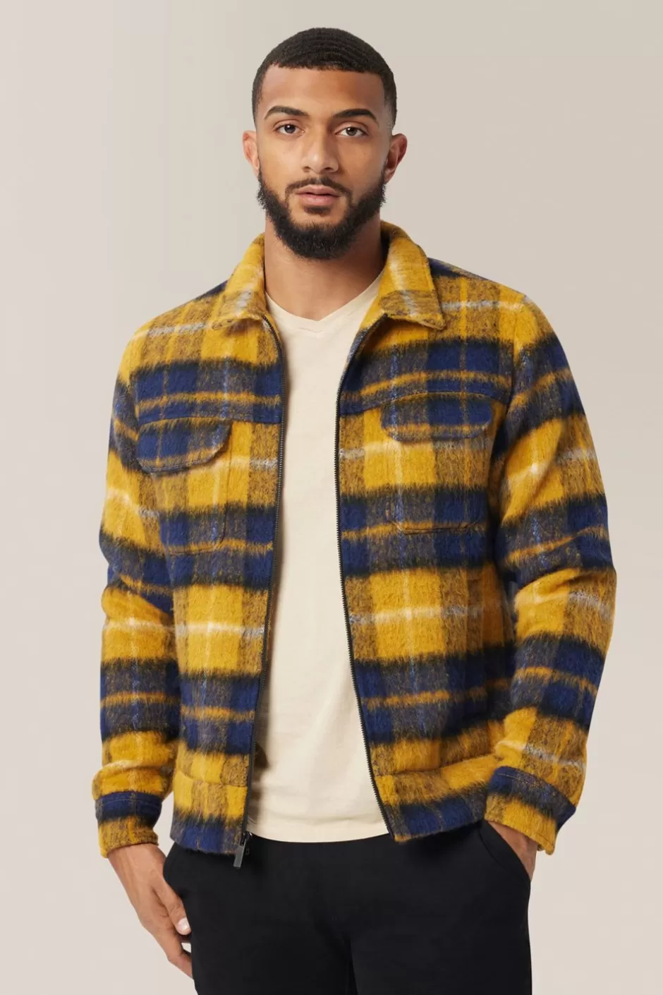 Men Good Man Brand Jackets | Zip Up Jacket | Plaid Wool Blend