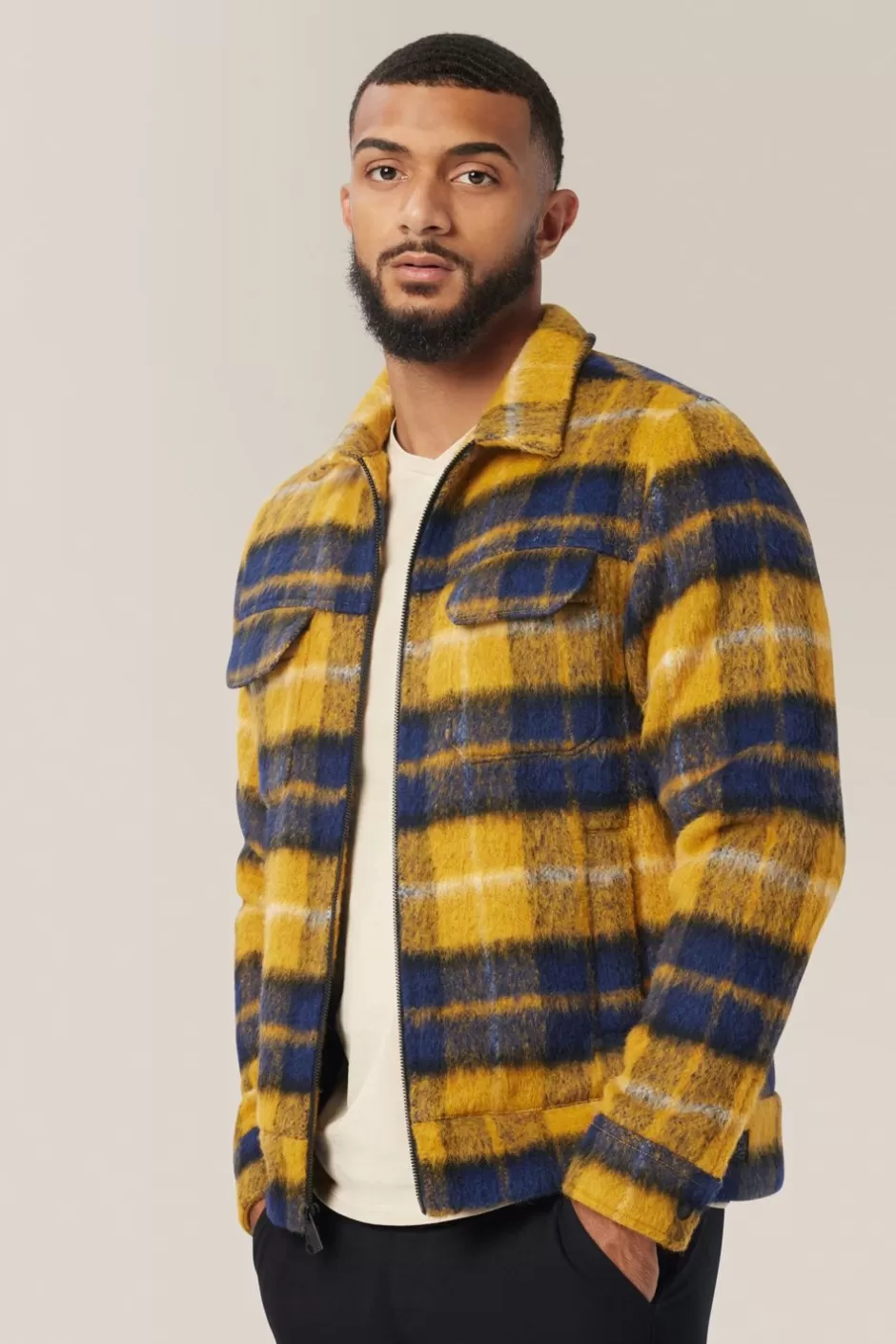 Men Good Man Brand Jackets | Zip Up Jacket | Plaid Wool Blend